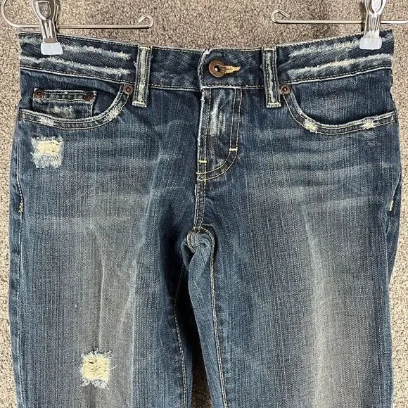 Buckle Jeans 26 Blue Denim STAN Distressed Medium Wash Low Rise Bootcut Ladies - Picture 2 of 13